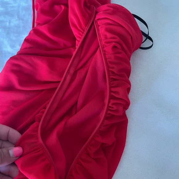 Hello Molly Halter Mesh Vibrant Red Mini Dress - Picture 10 of 11